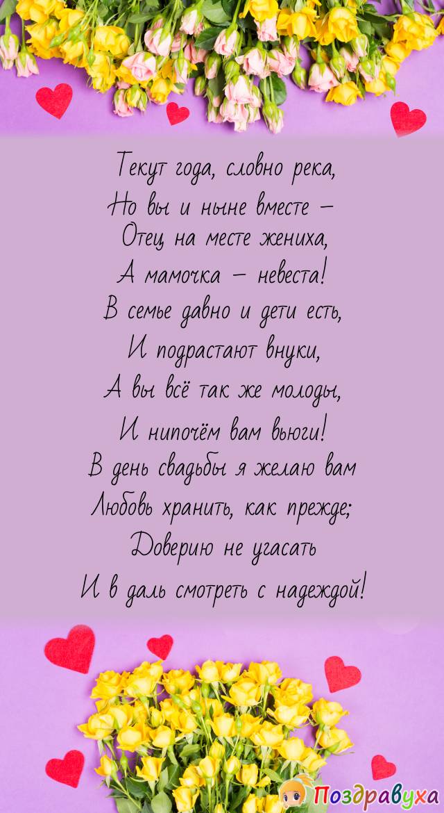 Поздравления на свадьбу от родителей, от мамы, папы