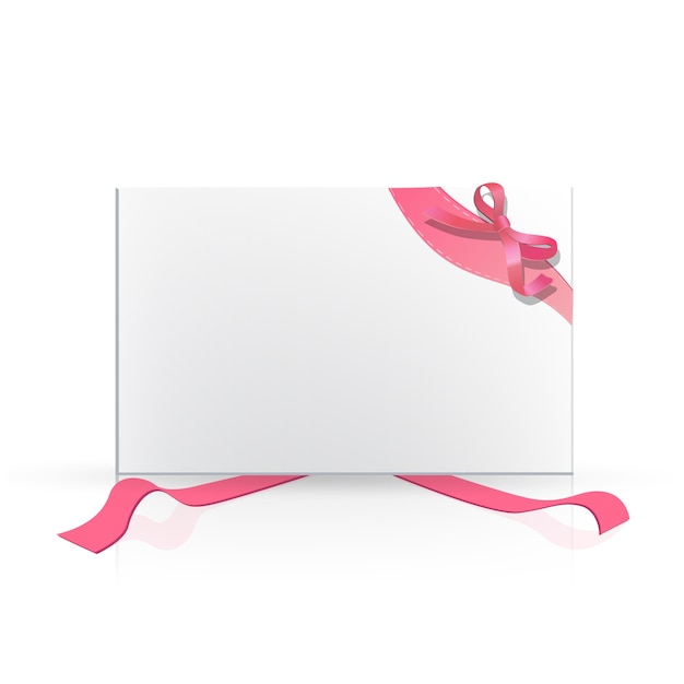 Blank white gift box with black ribbon mockup, no gravity 