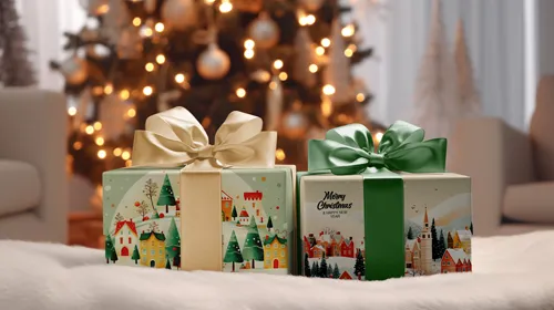 Wrapped Gift Boxes Mockup Шаблон Stock 