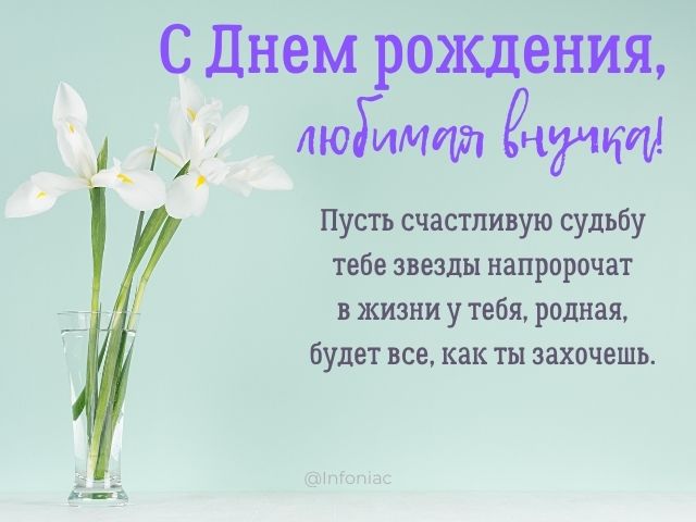 С днём рождения, внученька!💖 Красивое рисованное 