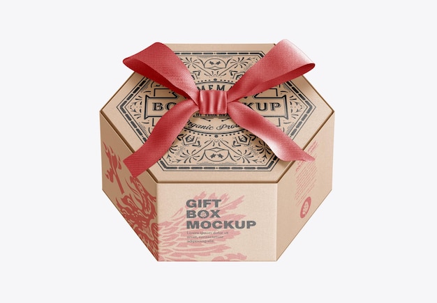 Blank black gift box with ribbon bow mockup, side view ~ Clip 